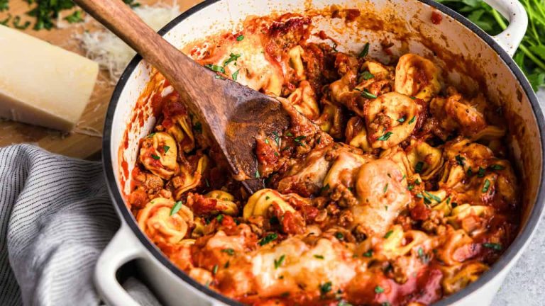 One Pot Italian Sausage Tortellini Bake One Pot Italian Sausage Tortellini Bake